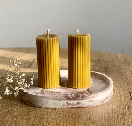 Zestaw świec adwentowych - małe walce w prążki + Adwentownik