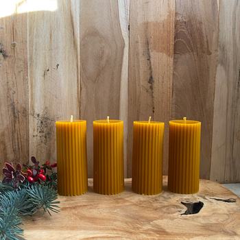 Zestaw świec adwentowych - małe walce w prążki + Adwentownik