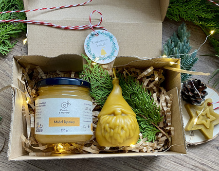 Zestaw świąteczny średni z miodem i świecą- warianty