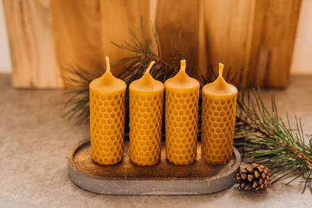 Zestaw świec adwentowych - małe walce + Adwentownik