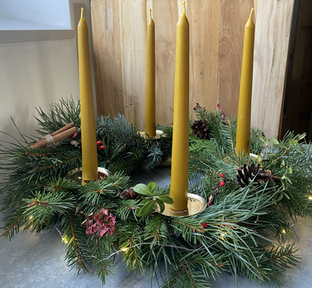 Zestaw świec adwentowych - świece stołowe + Adwentownik