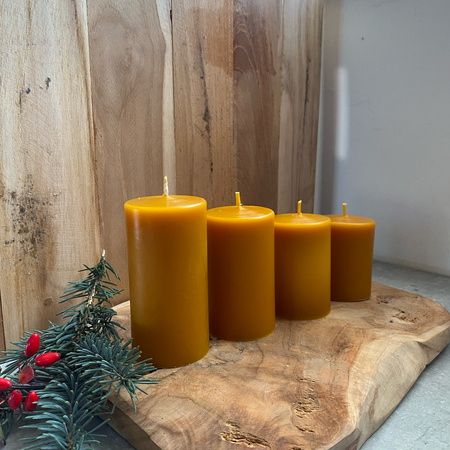 Zestaw świec adwentowych - gładkie walce różne wysokości + Adwentownik