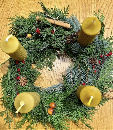 Zestaw świec adwentowych - małe walce + Adwentownik