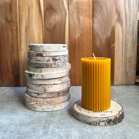 Podstawka brzozowa pod świece z logo