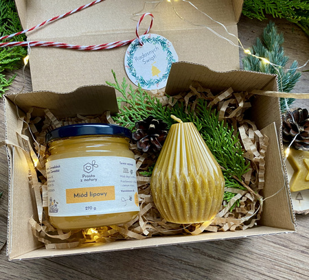 Zestaw świąteczny średni z miodem i świecą- warianty