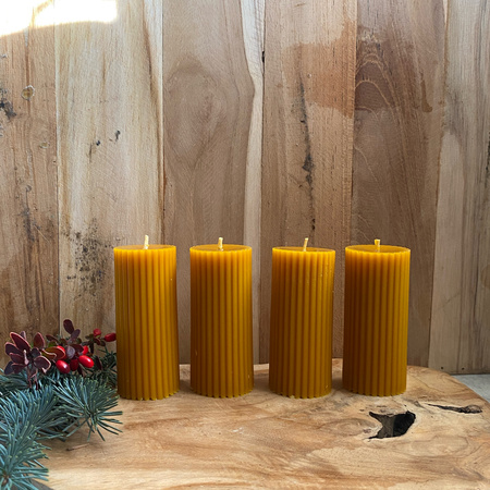 Zestaw świec adwentowych - małe walce w prążki