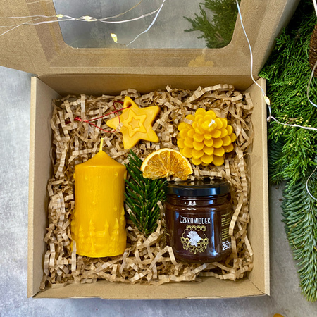 Zestaw świąteczny średni z miodem i świecą - warianty