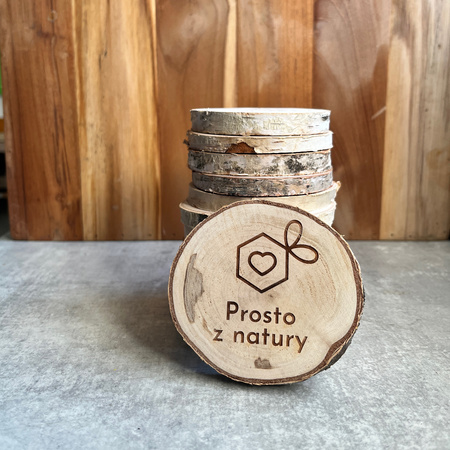 Podstawka brzozowa pod świece z logo