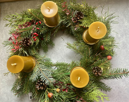 Zestaw świec adwentowych - proste gładkie walce +Adwentownik