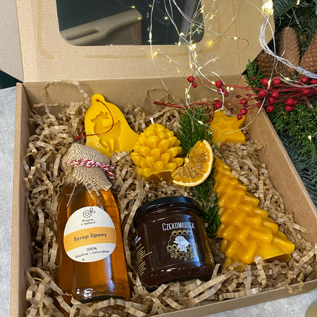 Zestaw świąteczny duży z syropem, miodem i walcem plaster miodu - warianty