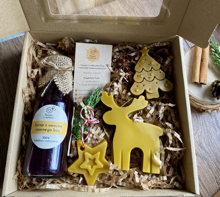 Zestaw świąteczny średni z syropem i 2 świecami - warianty