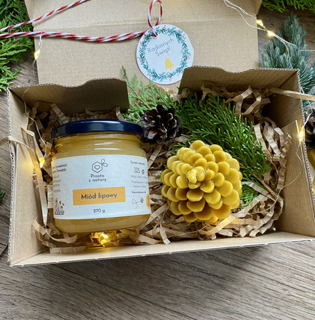 Zestaw świąteczny średni z miodem i świecą- warianty