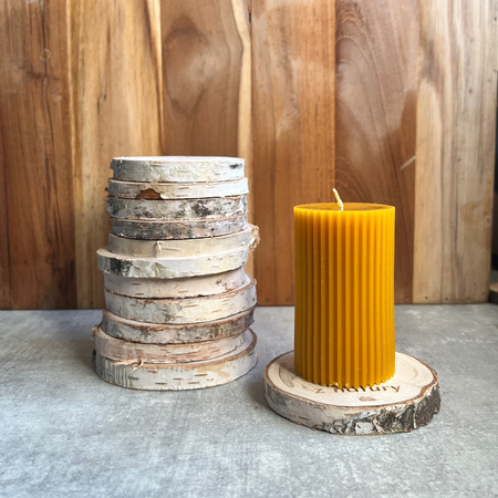 Podstawka brzozowa pod świece z logo