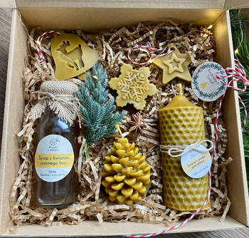 Zestaw świąteczny duży z syropem i świecami  - warianty