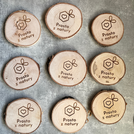Podstawka brzozowa pod świece z logo