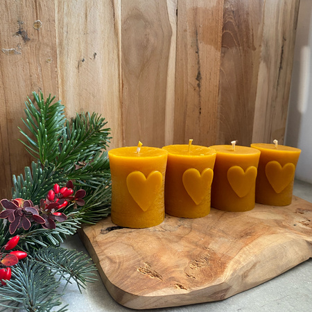 Zestaw świec adwentowych - walce z sercem