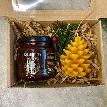 Zestaw świąteczny średni z miodem i świecą- warianty