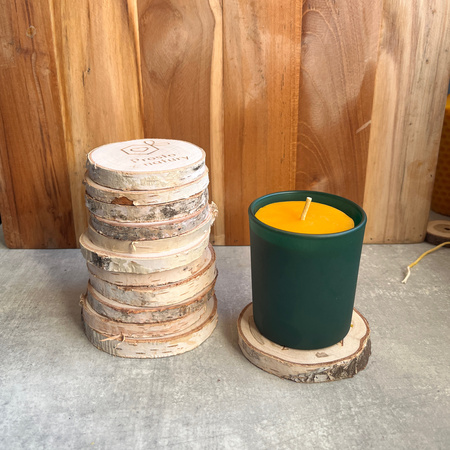 Podstawka brzozowa pod świece z logo