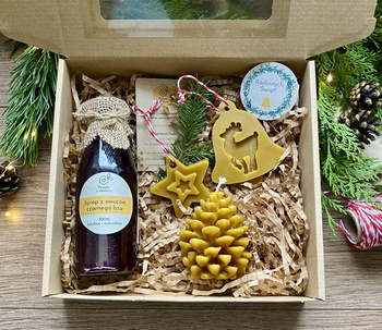 Zestaw świąteczny średni z syropem i świecą - warianty