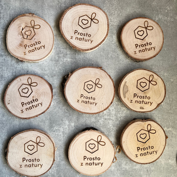 Podstawka brzozowa pod świece z logo
