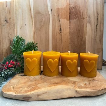 Zestaw świec adwentowych - walce z sercem