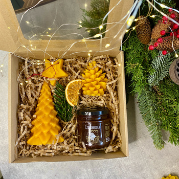 Zestaw świąteczny średni z miodem i świecą - warianty